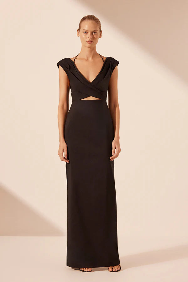 Lani Cross Front Maxi Dress - Black