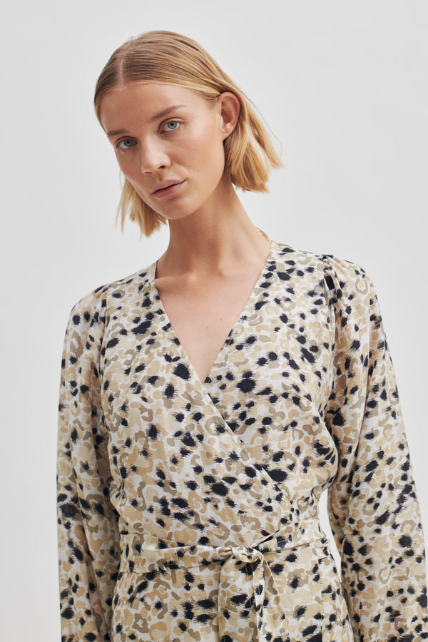 H&m animal print wrap on sale dress