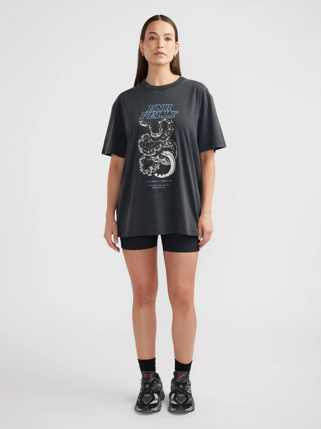 Jessie Oversized Python Tee - Vintage Black