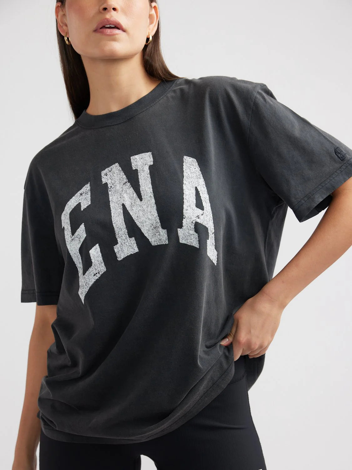 Jessie Oversized Collegiate Tee - Vintage Black