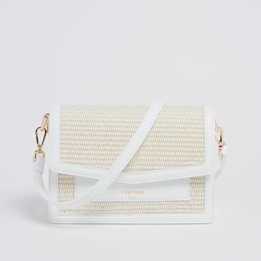 Amelia Ratan Bag - Whie