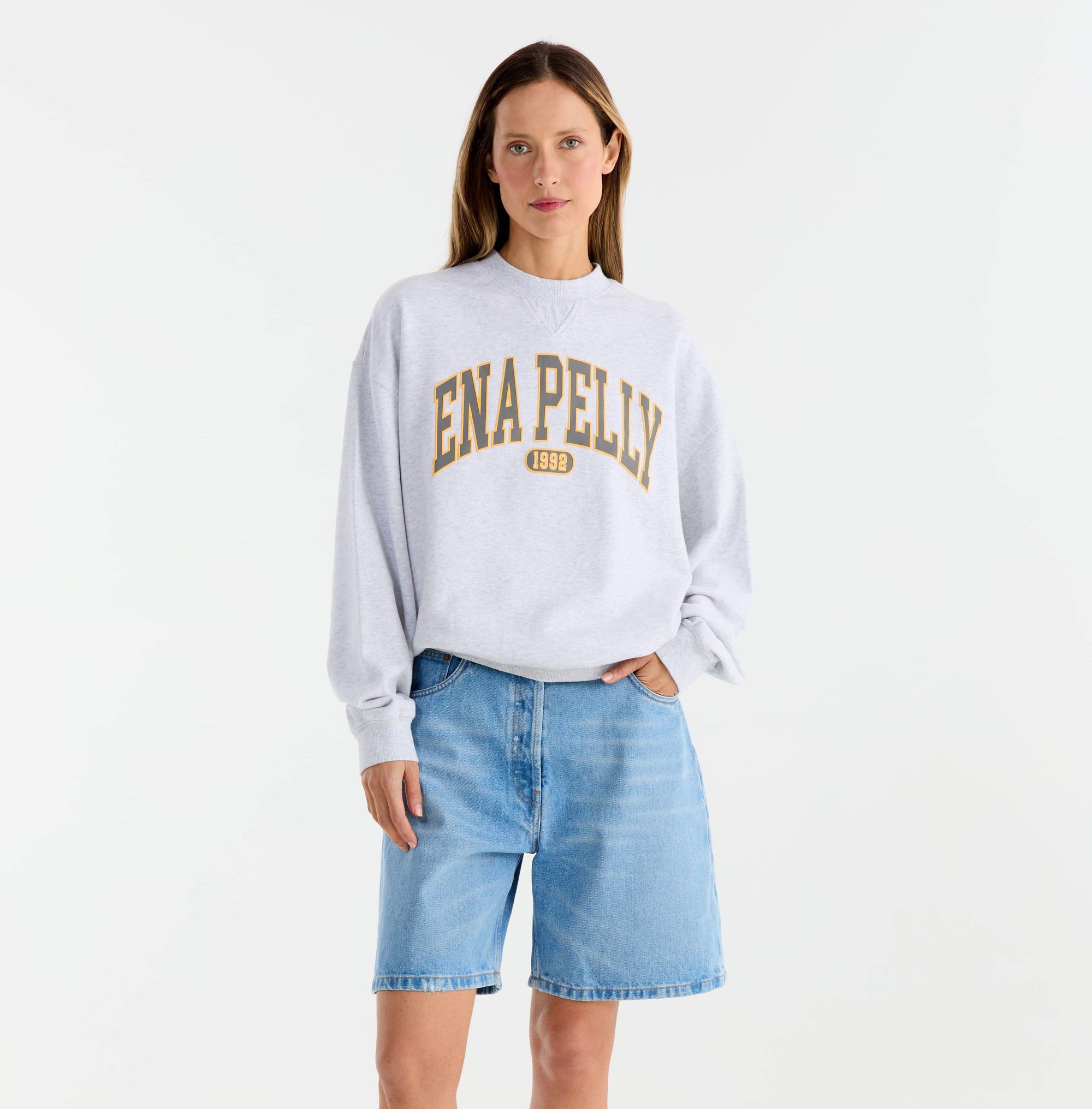 Collegiate Sweatshirt - White Marle