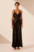 Moraya Plunged Godet Dress - Black