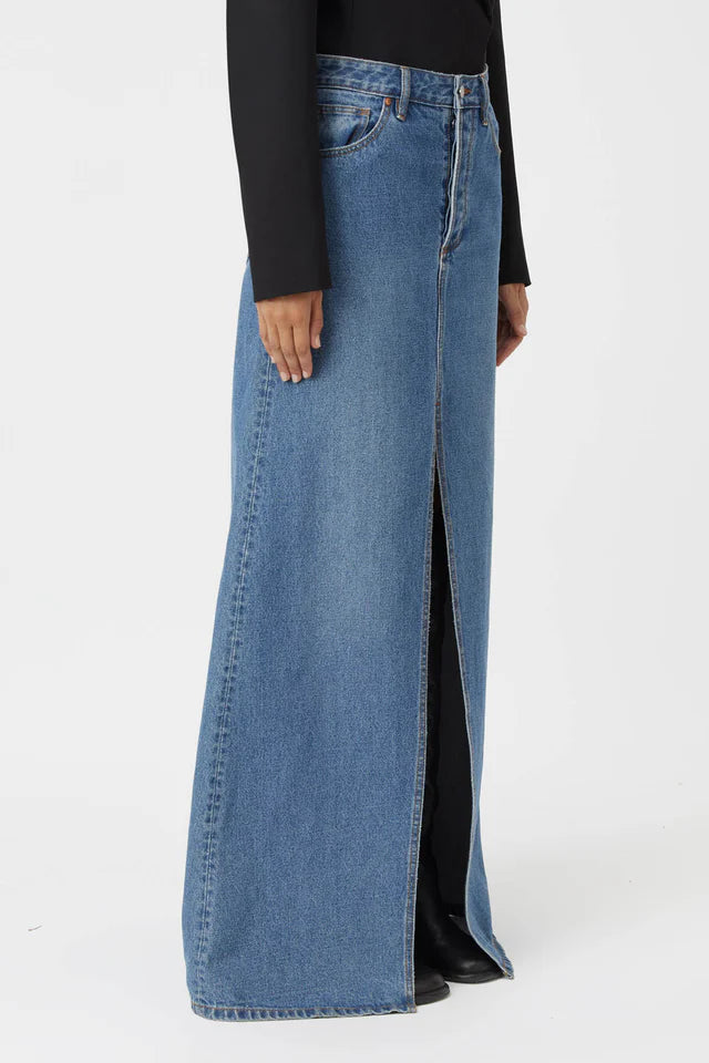 Kennedy Denim Maxi Skirt - Classic Blue