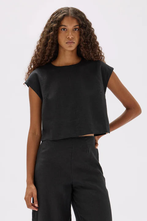 Tori Linen Top - Black