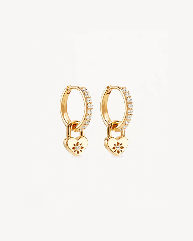 Love Unlocked Padlock Hoops - Gold