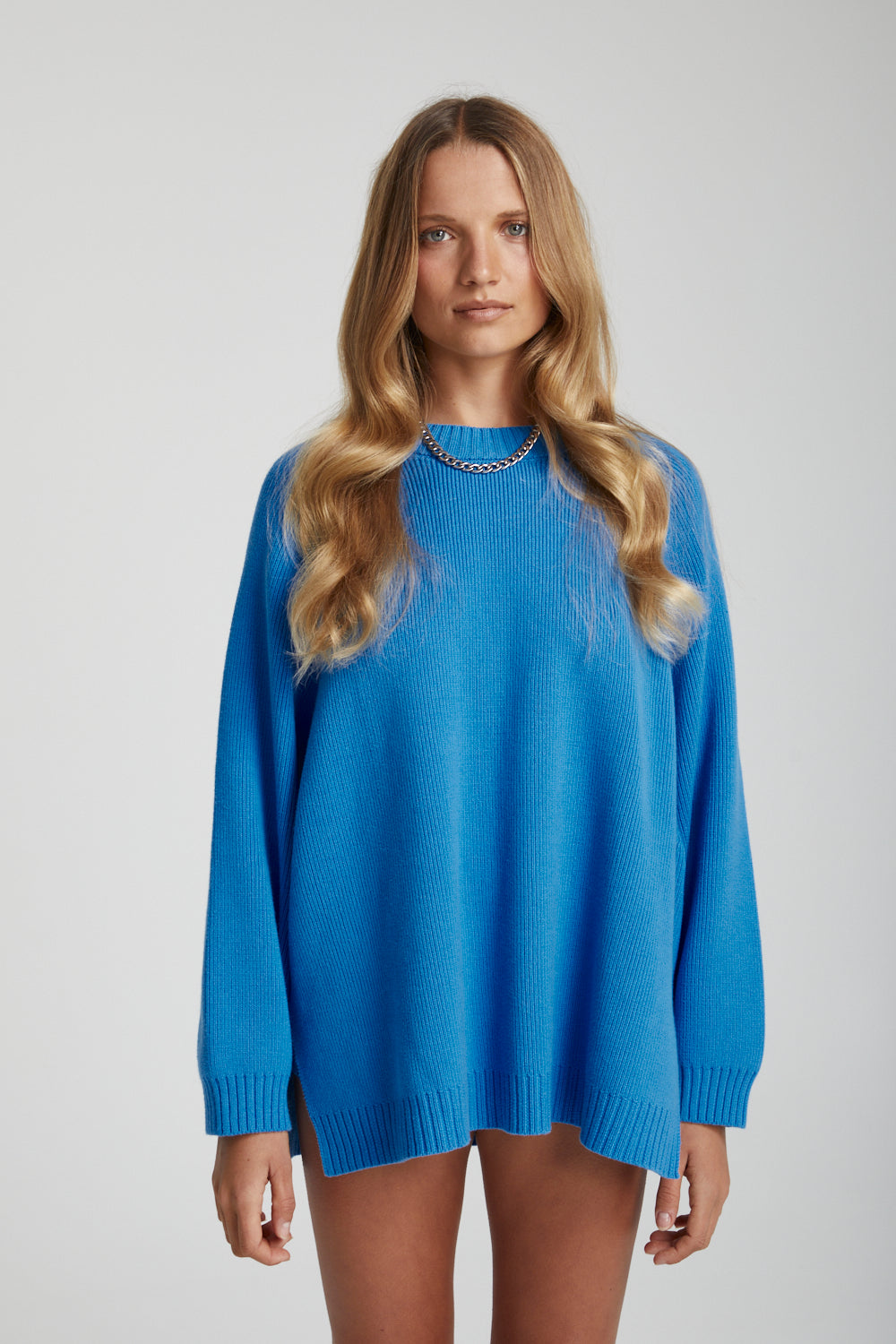 Oversized Knit Sweater - Cobalt
