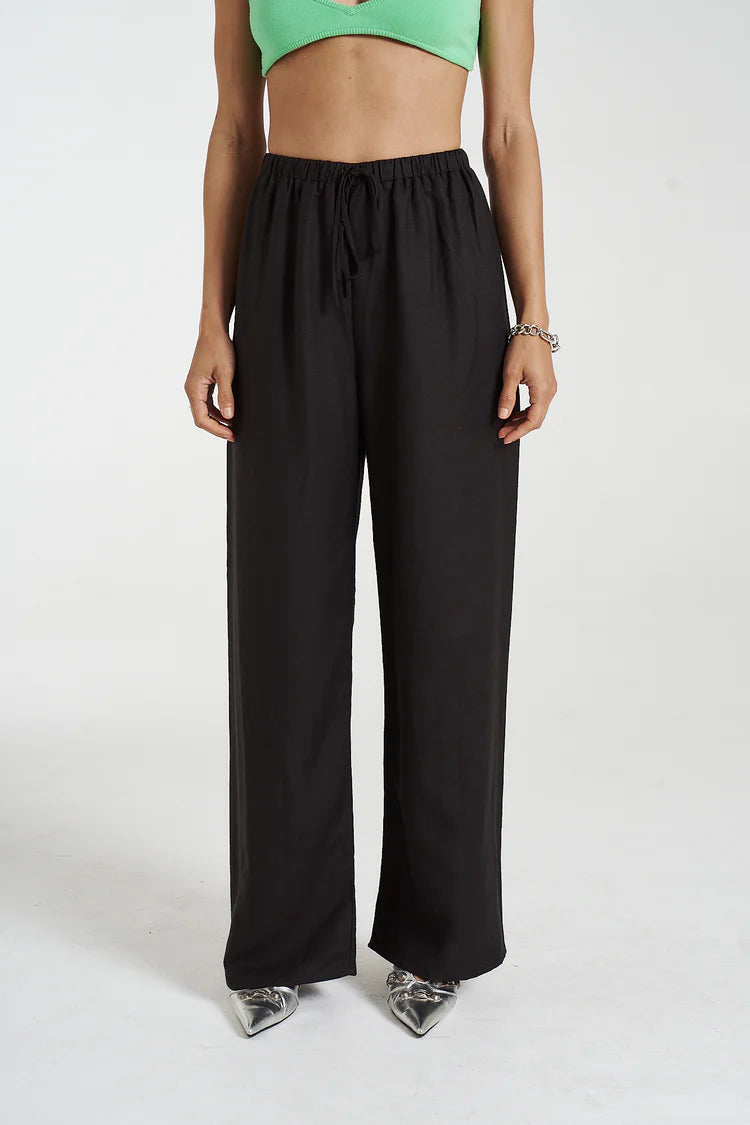 Elastic Waist Pants - Midnight Black