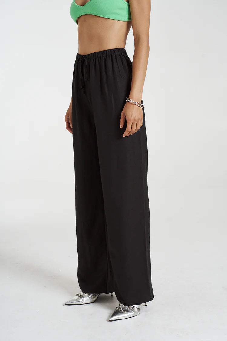 Elastic Waist Pants - Midnight Black