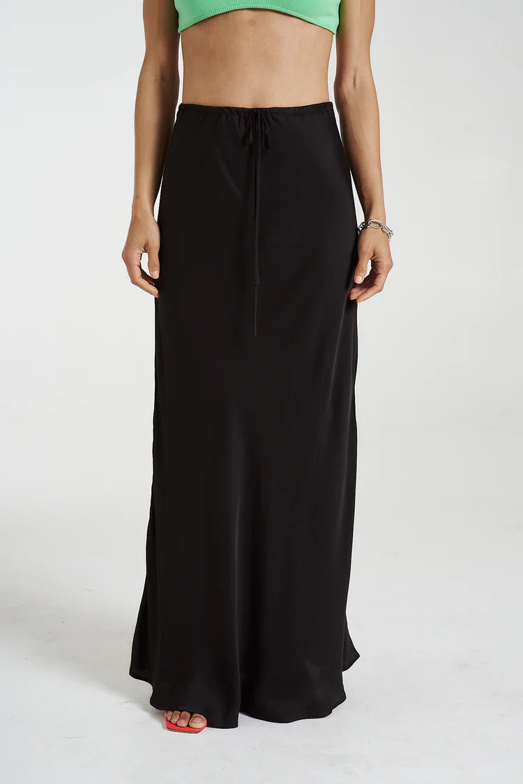 Maxi Bias Skirt - Midnight Black