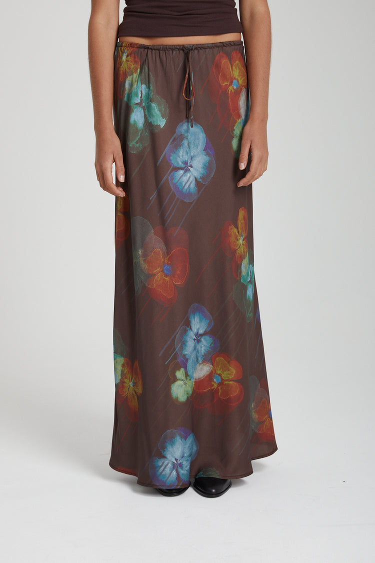 Relaxed Maxi Skirt - Pansy Drip